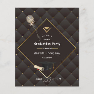 Flyer Invitación de fiesta de graduación virtual en negr