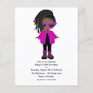 Flyer Invitación de fiesta de moda rosa caliente para ni
