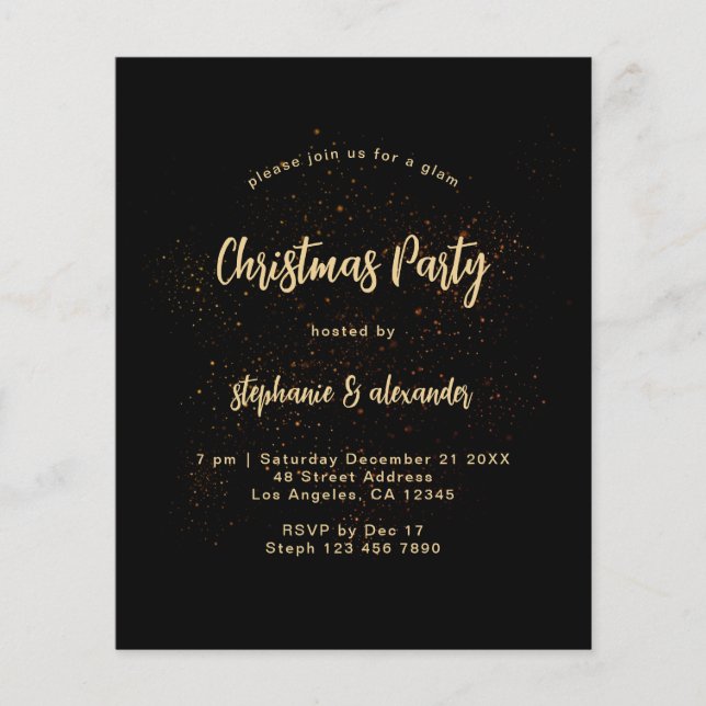 Flyer Invitación de Fiesta de Navidades negros con clase (Frente)