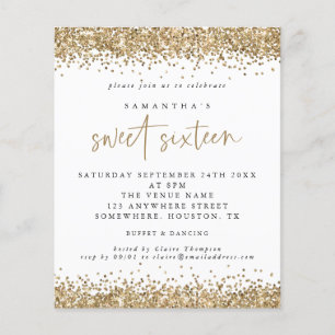 Flyer Invitación de fiesta de Sweet Sixteen con brillo d