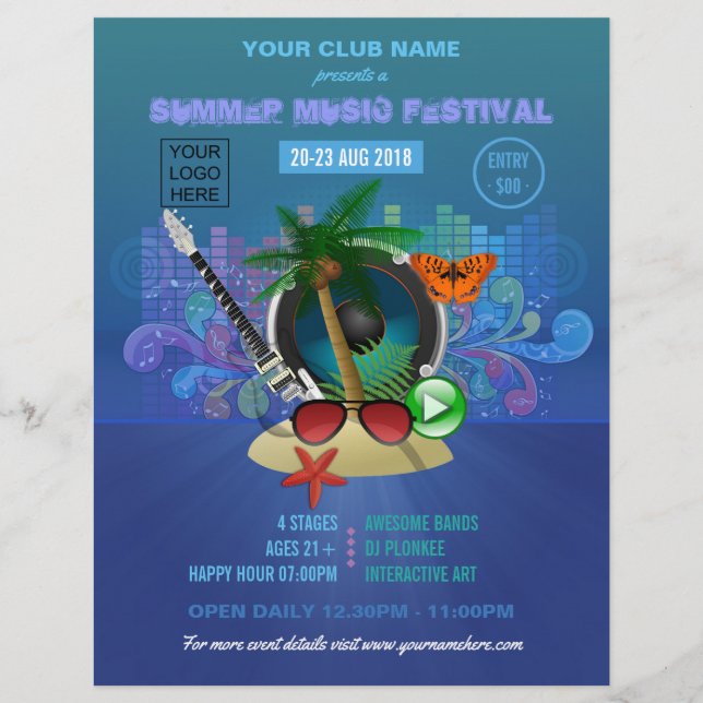 Flyer invitación de fiesta de verano en la playa con fot (Frente)