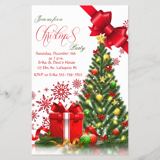 Flyer invitación de fiesta en el árbol de Navidad (Frente)