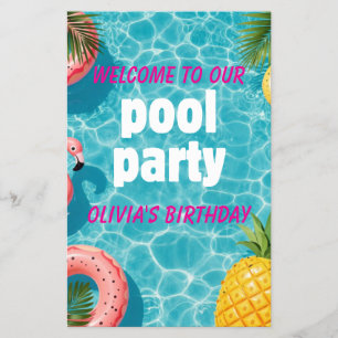 Flyer Invitación de Fiesta en la Piscina Flamingo Divers