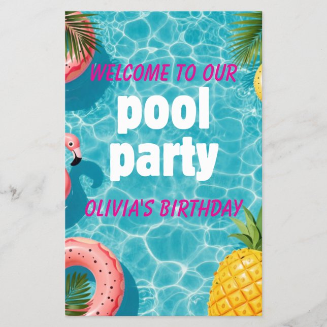 Flyer Invitación de Fiesta en la Piscina Flamingo Divers (Frente)