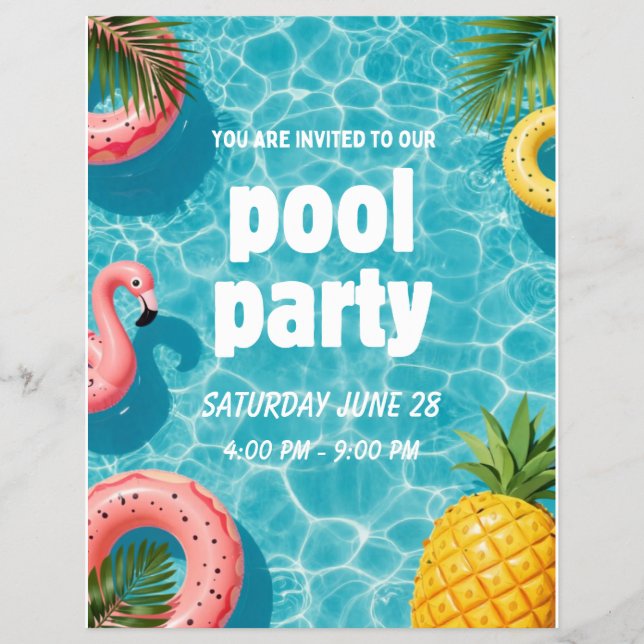 Flyer Invitación de Fiesta en la Piscina Flamingo Divers (Frente)