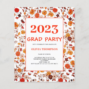 Flyer Invitación de fiesta floral retro de graduación de
