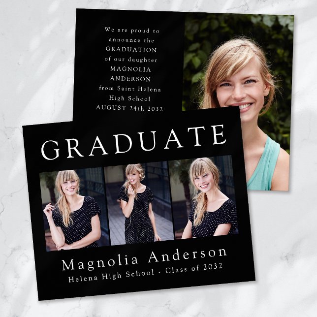 Flyer Invitación de foto de Black Graduate Four (Subido por el creador)