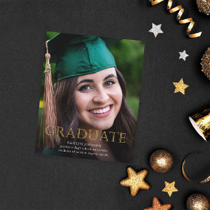 Flyer Invitación de fotos de graduados de oro de presupu