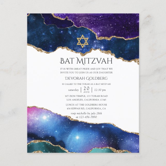 Flyer Invitación de Galaxy Agate Bat Mitzvah (Frente)