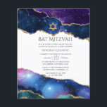 Flyer Invitación de Galaxy Agate Bat Mitzvah<br><div class="desc">Relieve metalizado Galaxy y falso purpurina agate bat mitzvah invitación personalizable a los detalles de su evento. Tenga en cuenta que esta invitación presupuestaria está en papel de volante y es muy delgada. Los sobres no están incluidos. Para obtener invitaciones más gruesas con sobres incluidos y productos coincidentes sobre el...</div>