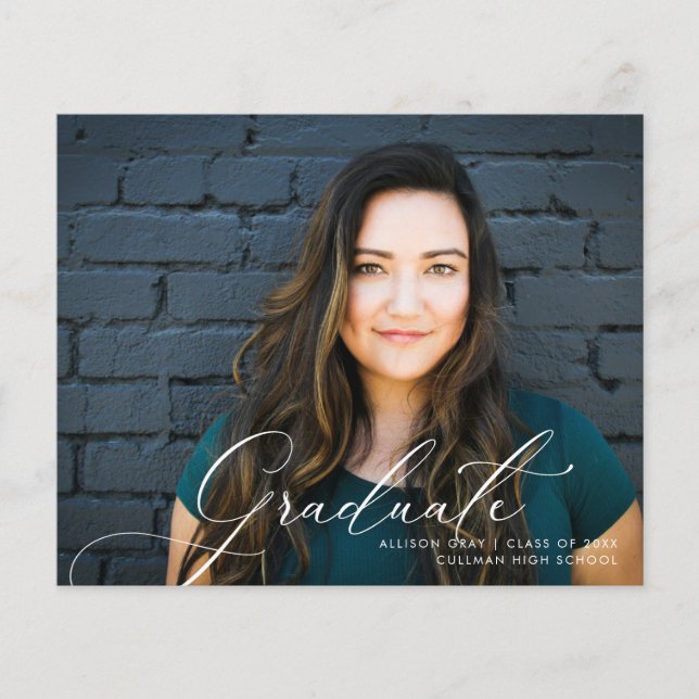 Flyer Invitación de graduación con foto y guión de presu (Frente)