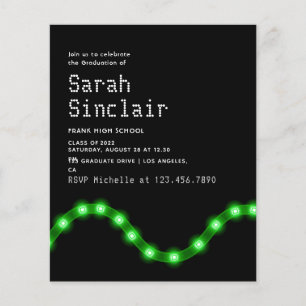 Flyer Invitación de graduación con luces LED verdes