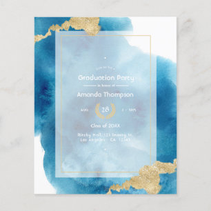 Flyer Invitación de graduación en playa con acuarela