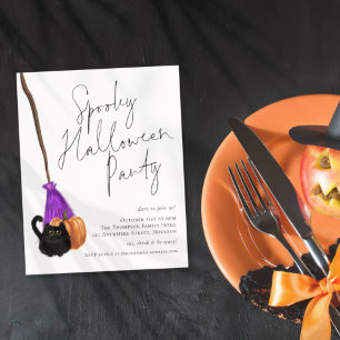 Flyer Invitación de Halloween con palos de rollo de gato