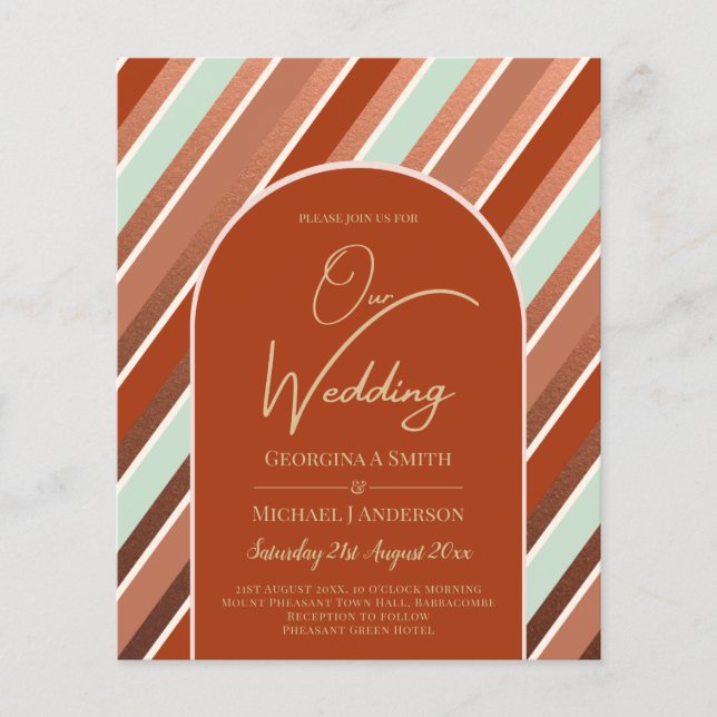Flyer INVITACIÓN DE LA Boda Verde DE Terracotta Mint PRE (Frente)