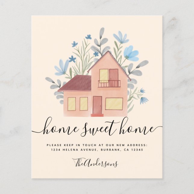 Flyer INVITACIÓN de la casa móvil con flores de PAPER (Frente)