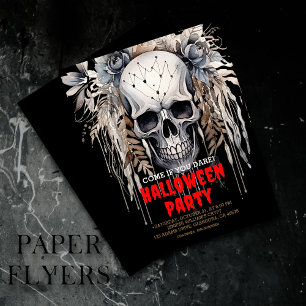 Flyer Invitación de la fiesta de Halloween Black Skull