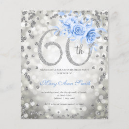Flyer Invitación de luces de cumpleaños 60 Floral platea