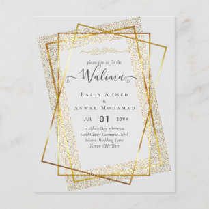 Flyer Invitación de marco de oro para el Boda musulmán W