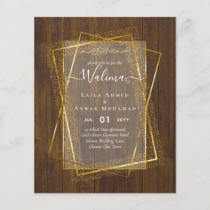 Flyer Invitación de marco de oro para el Boda musulmán W