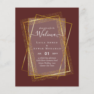 Flyer Invitación de marco de oro para el Boda musulmán W