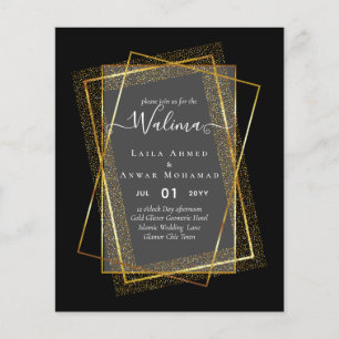 Flyer Invitación de marco de oro para el Boda musulmán W