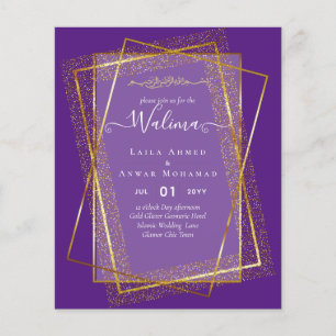 Flyer Invitación de marco de oro para el Boda musulmán W