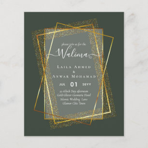 Flyer Invitación de marco de oro para el Boda musulmán W