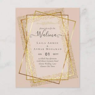 Flyer Invitación de marco de oro para el Boda musulmán W