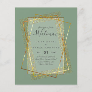 Flyer Invitación de marco de oro para el Boda musulmán W