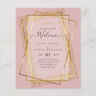 Flyer Invitación de marco de oro para el Boda musulmán W