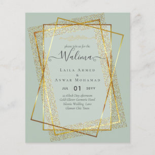 Flyer Invitación de marco de oro para el Boda musulmán W