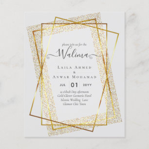 Flyer Invitación de marco de oro para el Boda musulmán W