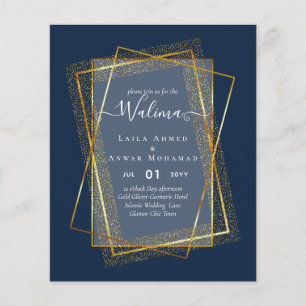 Flyer Invitación de marco de oro para el Boda musulmán W