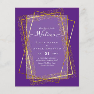 Flyer Invitación de marco de oro para el Boda musulmán W