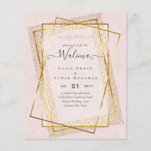 Flyer Invitación de marco de oro para el Boda musulmán W
