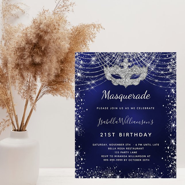 Flyer Invitación de mascarada al presupuesto azul marino (Subido por el creador)