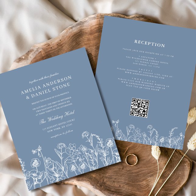 Flyer Invitación de matrimonio de código QR azul girator (Subido por el creador)