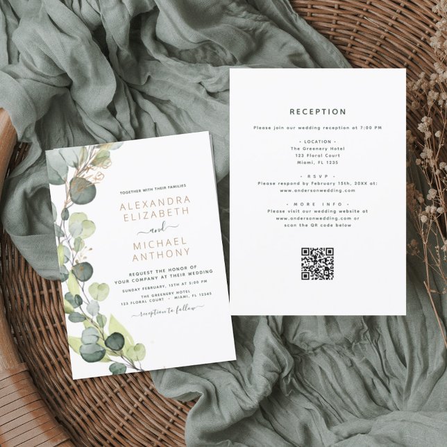 Flyer Invitación de matrimonio de código QR de Eucalyptu (Subido por el creador)