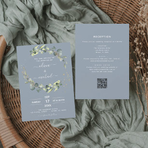 Flyer Invitación de matrimonio de código QR de Eucalyptu