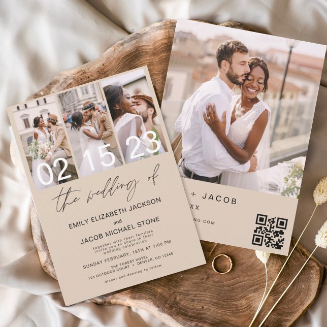Flyer Invitación de matrimonio de código QR para foto de (Subido por el creador)