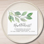 Flyer Invitación de movimiento de negocios<br><div class="desc">Hágale saber a sus clientes su nueva dirección con estos folletos. Están decorados con una minimalista vegetación acuática y con una elegante tipografía de escritura. Personalizable fácil. Acuarela original © Michele Davies.</div>