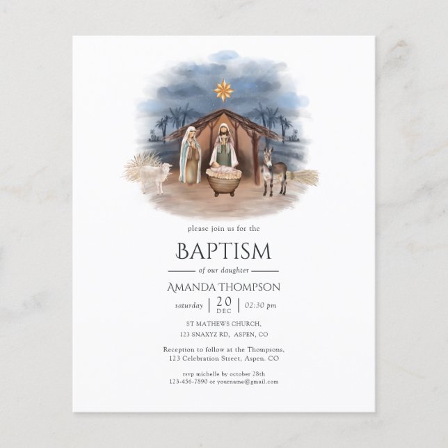 Flyer Invitación de Navidad religiosa Natividad Bautismo (Frente)