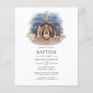 Flyer Invitación de Navidad religiosa Natividad Bautismo