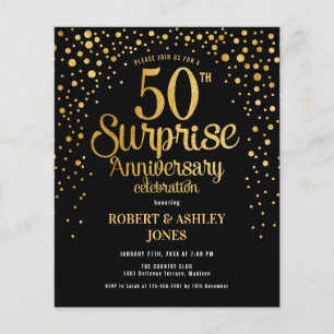 Flyer Invitación de oro al 50 aniversario de la sorpresa