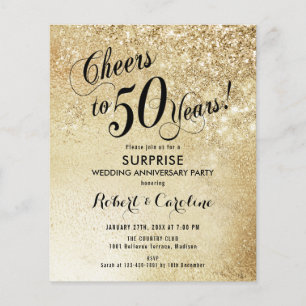 Flyer Invitación de oro al 50 aniversario de la sorpresa