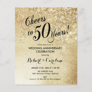 Flyer Invitación de oro al 50 aniversario del presupuest