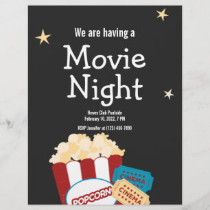 Flyer Invitación de palomitas de noche de cine vintage g