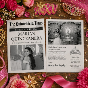 Flyer Invitación de Periódico para Quinceañera Reserva l