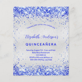 Flyer Invitación de presupuesto azul real de Quinceanera